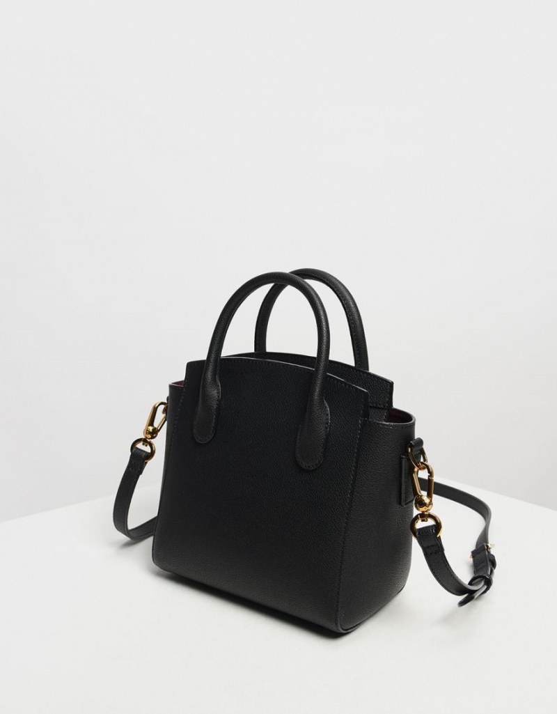 τσαντα χειροσ Charles And Keith κλασικα Double Top μαυρα | 25946-YIPC
