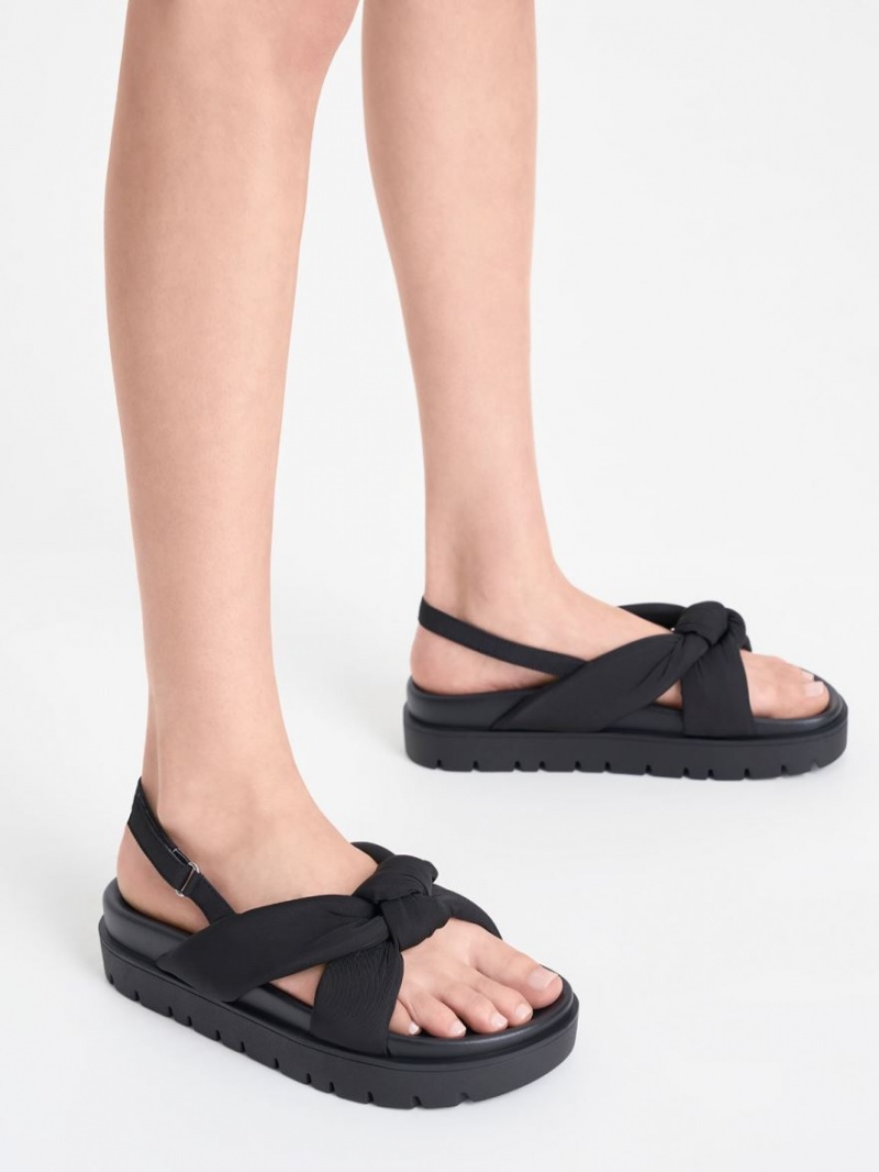 Πεδιλα Πλατφορμεσ Charles And Keith νάιλον Knotted μαυρα | 16074-NXKL