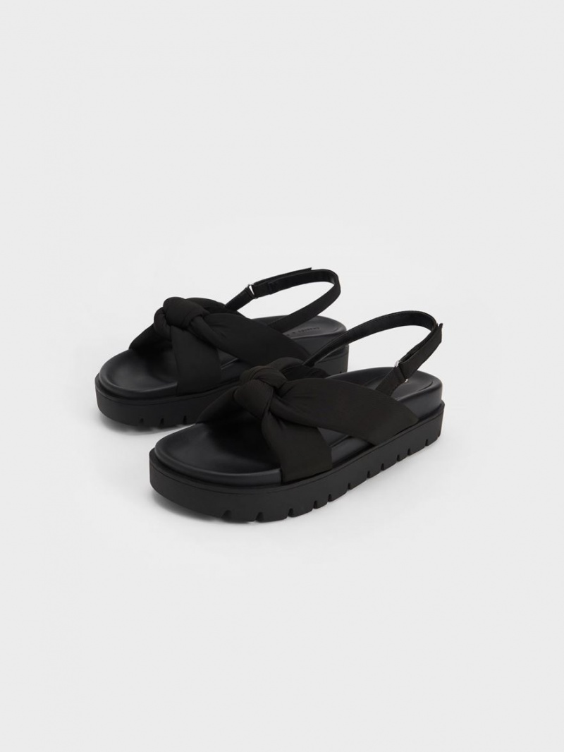 Πεδιλα Πλατφορμεσ Charles And Keith νάιλον Knotted μαυρα | 16074-NXKL