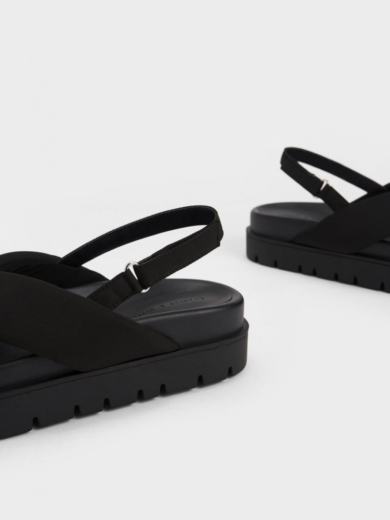 Πεδιλα Πλατφορμεσ Charles And Keith νάιλον Knotted μαυρα | 16074-NXKL
