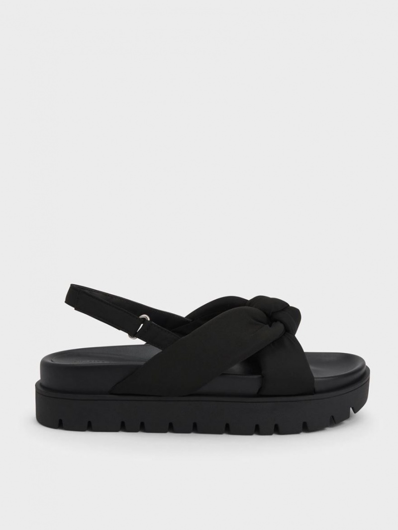 Πεδιλα Πλατφορμεσ Charles And Keith νάιλον Knotted μαυρα | 16074-NXKL