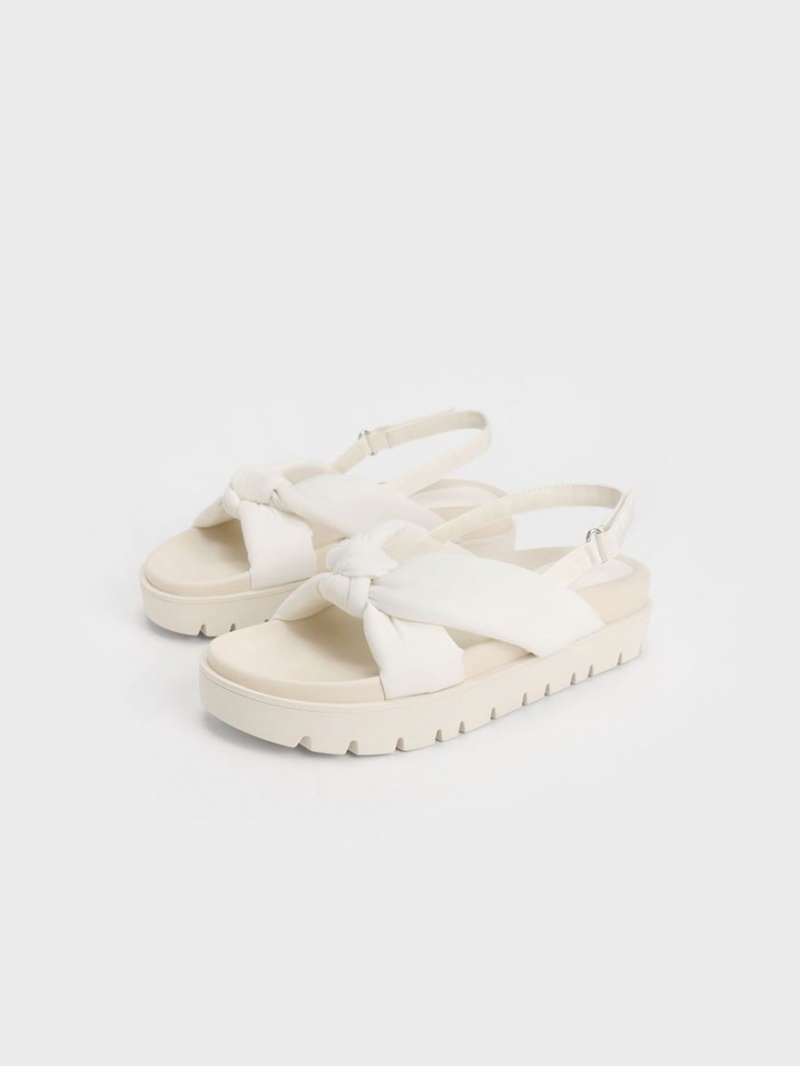 Πεδιλα Πλατφορμεσ Charles And Keith νάιλον Knotted ασπρα | 53482-VIYB