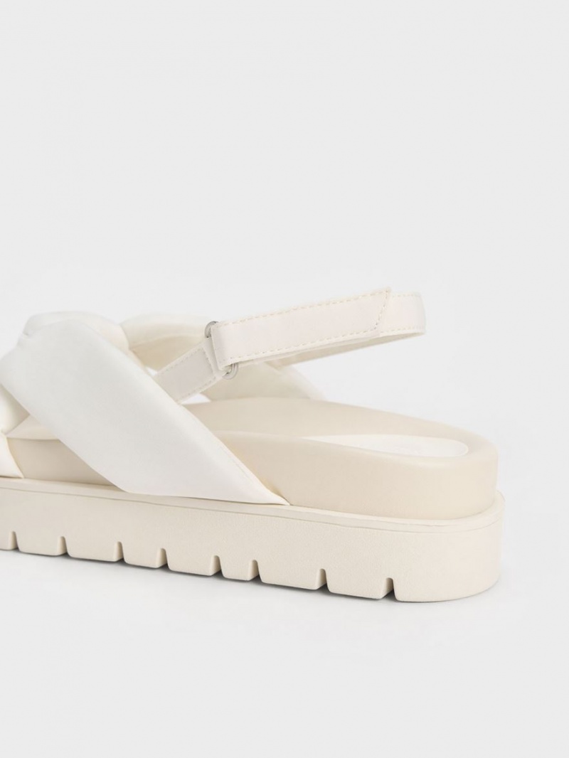 Πεδιλα Πλατφορμεσ Charles And Keith νάιλον Knotted ασπρα | 53482-VIYB