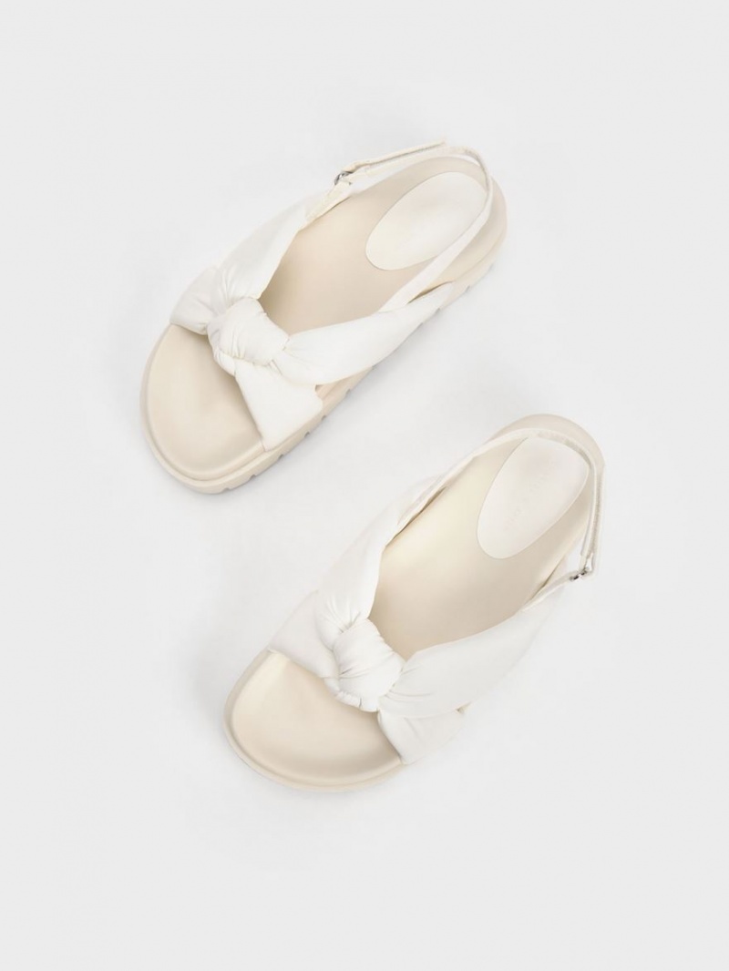 Πεδιλα Πλατφορμεσ Charles And Keith νάιλον Knotted ασπρα | 53482-VIYB