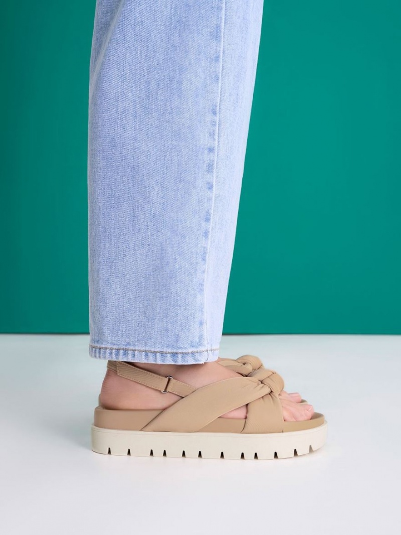 Πεδιλα Πλατφορμεσ Charles And Keith νάιλον Knotted Μπεζ | 95248-CWGJ