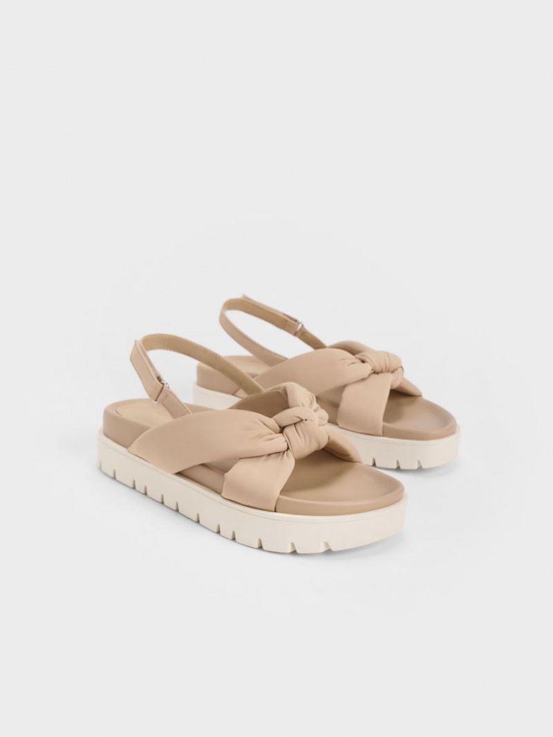 Πεδιλα Πλατφορμεσ Charles And Keith νάιλον Knotted Μπεζ | 95248-CWGJ