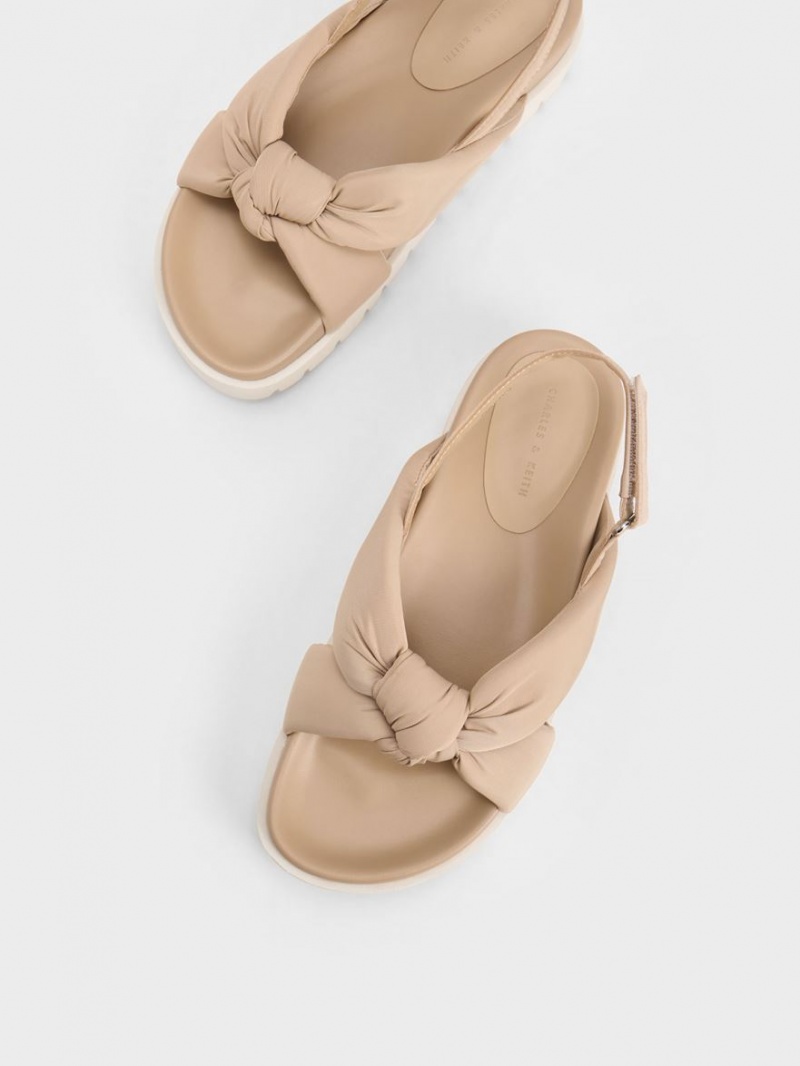 Πεδιλα Πλατφορμεσ Charles And Keith νάιλον Knotted Μπεζ | 95248-CWGJ