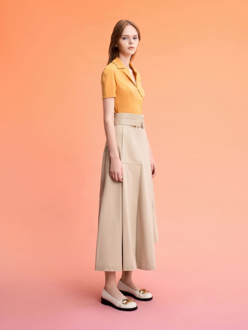 Παπουτσια Μπαλαρινεσ Charles And Keith Χοντρός Metallic Accent ασπρα | 21087-ZWAT