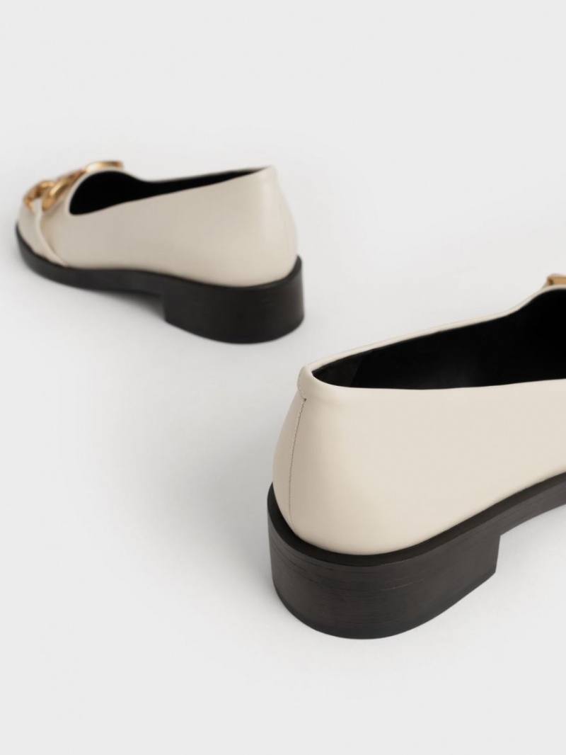 Παπουτσια Μπαλαρινεσ Charles And Keith Χοντρός Metallic Accent ασπρα | 21087-ZWAT