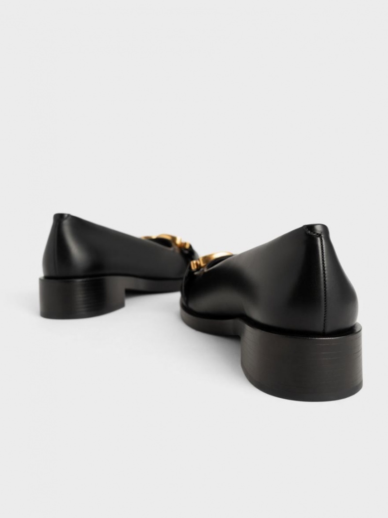 Παπουτσια Μπαλαρινεσ Charles And Keith Χοντρός Metallic Accent μαυρα | 78362-TQMZ