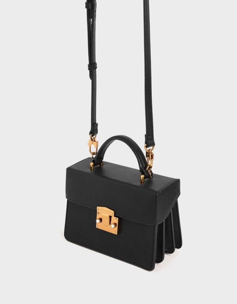 τσαντα χειροσ Charles And Keith κλασικα Push-Lock Top μαυρα | 81527-BREW