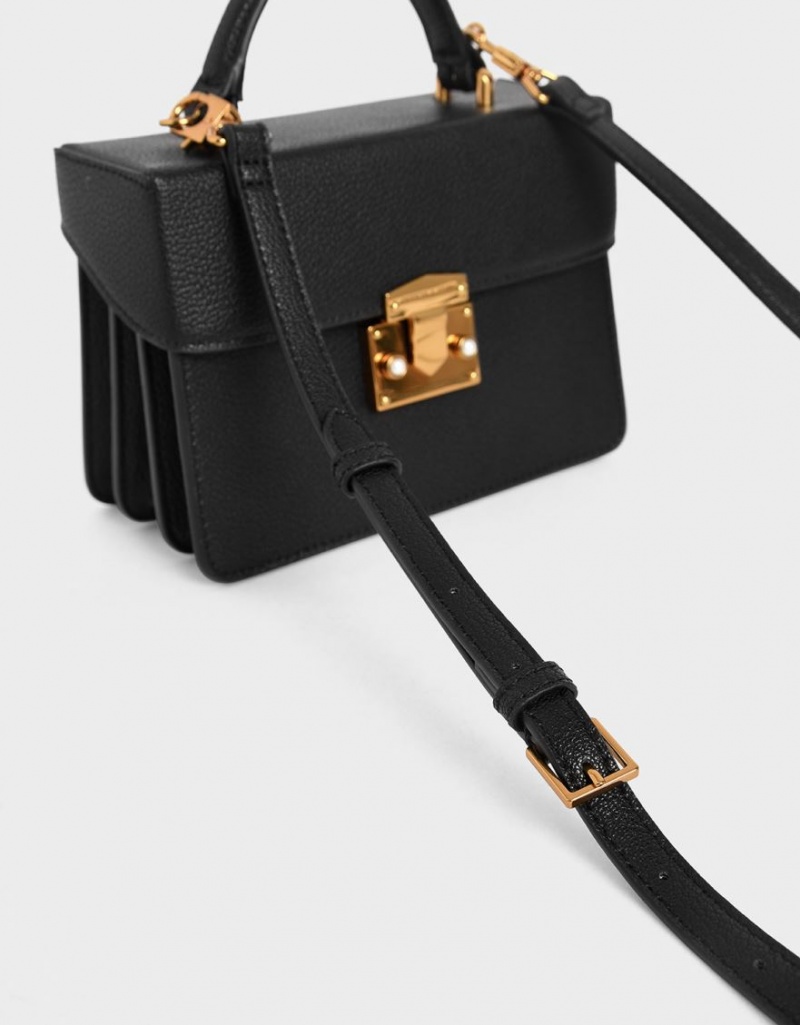τσαντα χειροσ Charles And Keith κλασικα Push-Lock Top μαυρα | 81527-BREW
