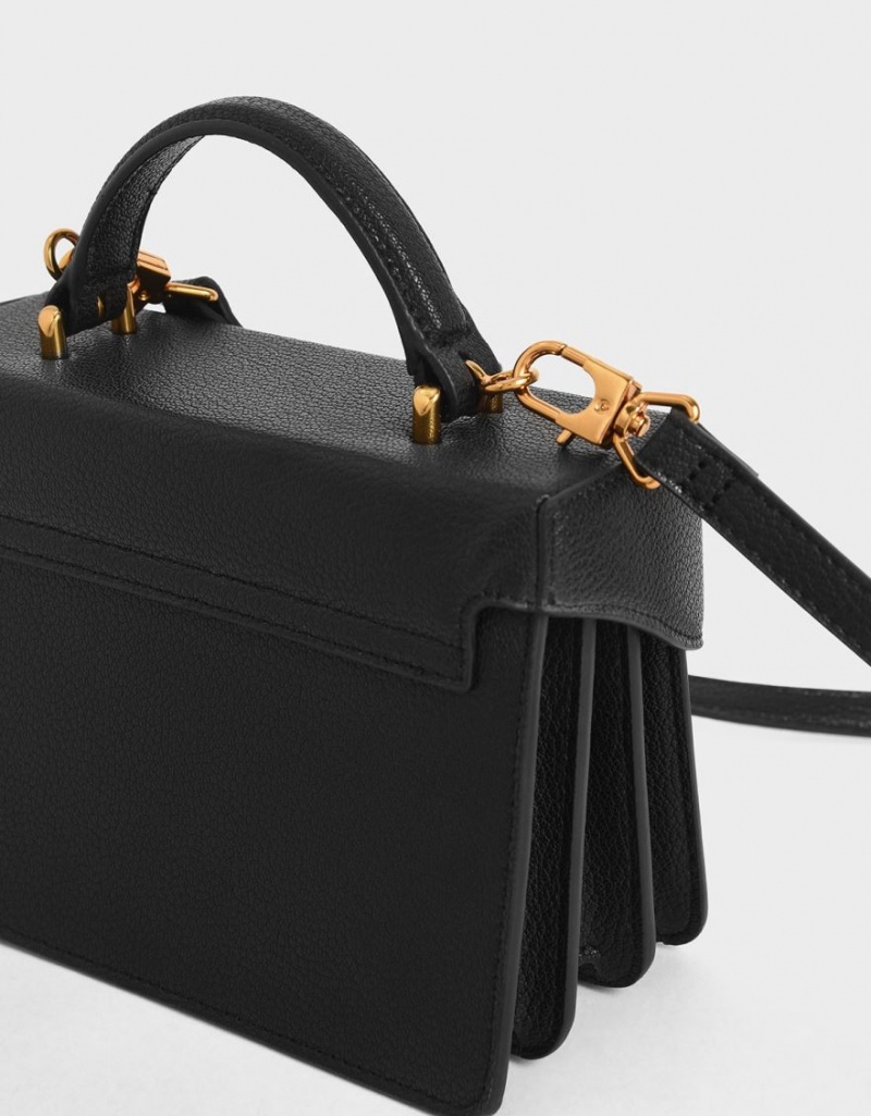 τσαντα χειροσ Charles And Keith κλασικα Push-Lock Top μαυρα | 81527-BREW