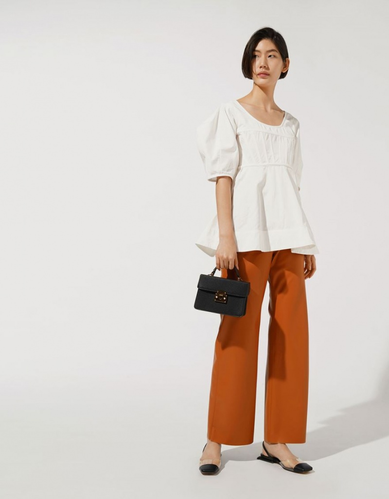 τσαντα χειροσ Charles And Keith κλασικα Push-Lock Top μαυρα | 81527-BREW