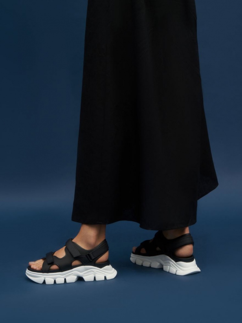 Πεδιλα Πλατφορμεσ Charles And Keith Χοντρός Sports μαυρα | 41876-FRWT