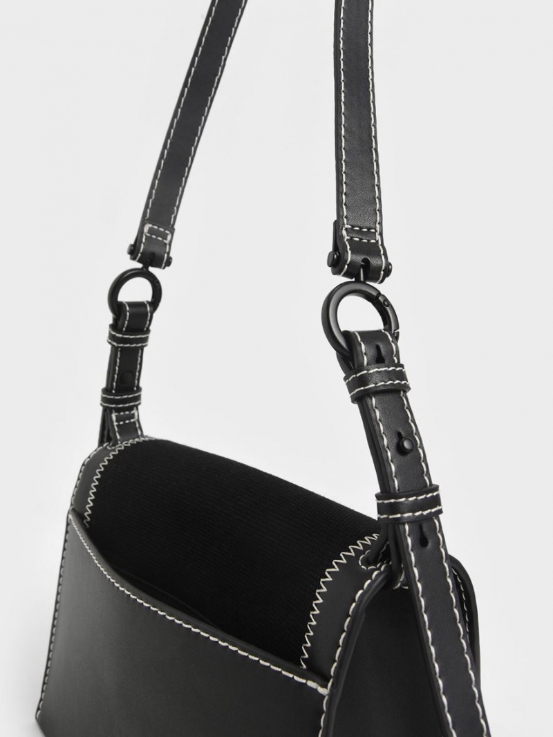 τσαντα χειροσ Charles And Keith καμβα Turn-Lock Chain μαυρα | 57293-LJTK