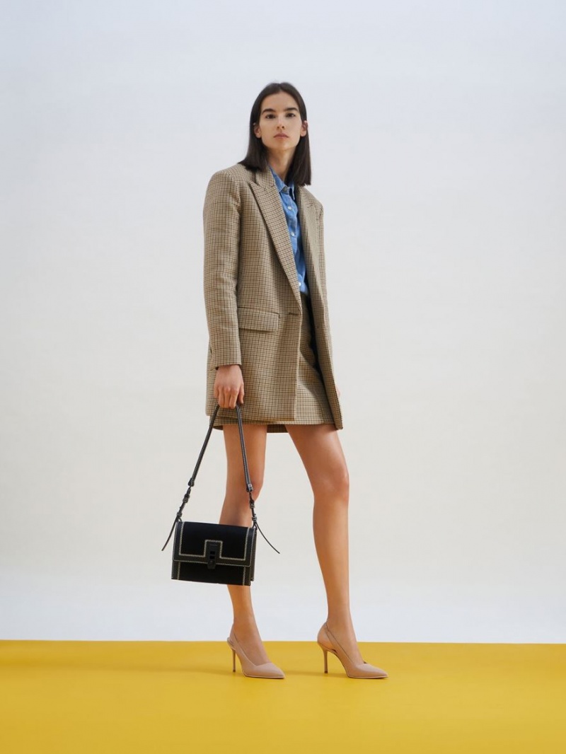 τσαντα χειροσ Charles And Keith καμβα Turn-Lock Chain μαυρα | 57293-LJTK