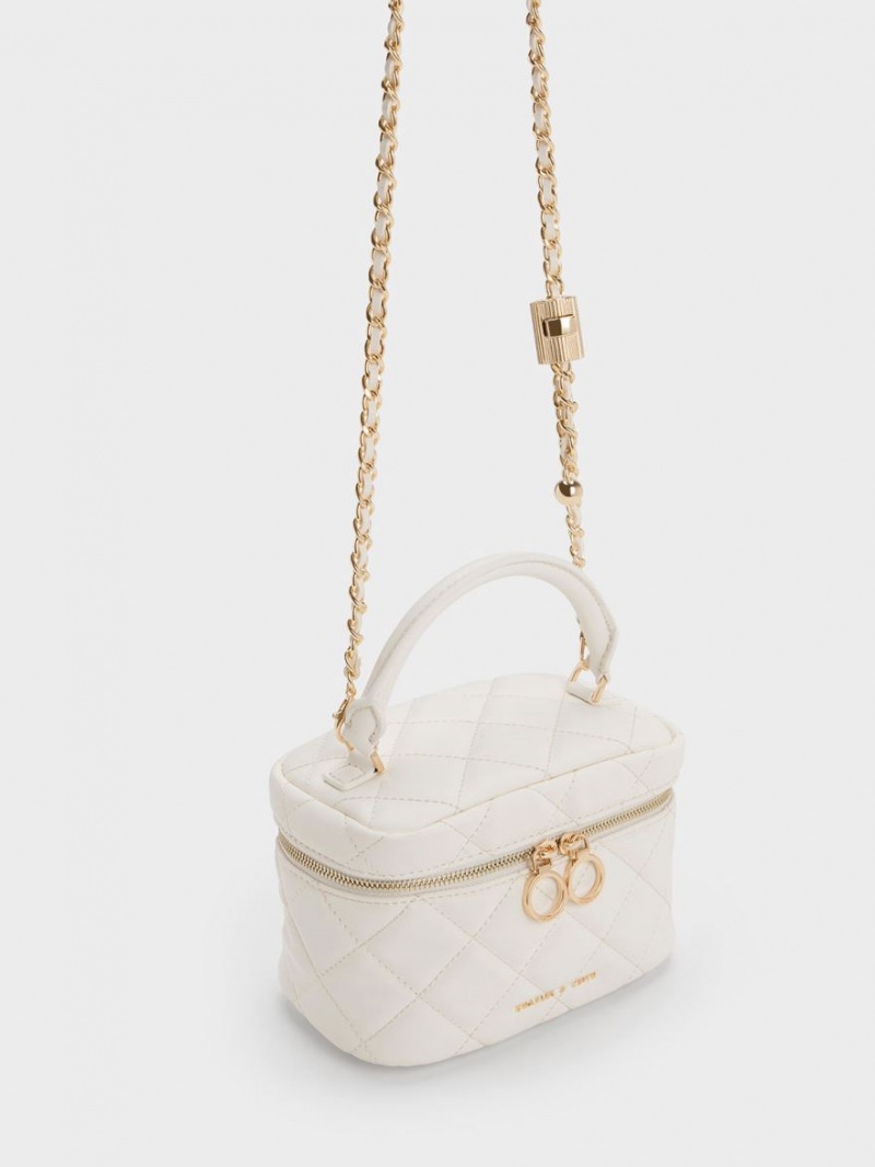 μίνι τσάντες Charles And Keith Καπιτονέ Two-Way Zip ασπρα | 29874-GLOR