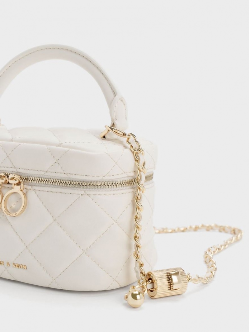 μίνι τσάντες Charles And Keith Καπιτονέ Two-Way Zip ασπρα | 29874-GLOR