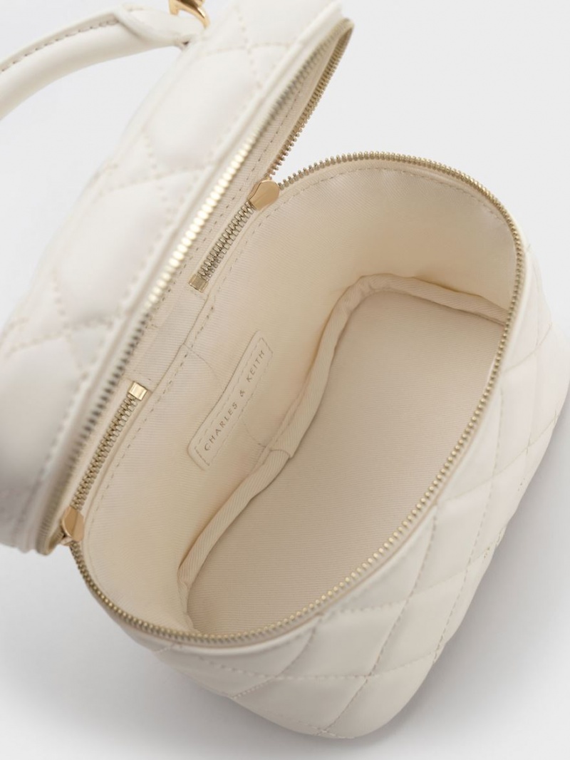 μίνι τσάντες Charles And Keith Καπιτονέ Two-Way Zip ασπρα | 29874-GLOR