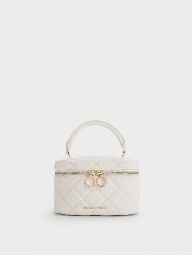 μίνι τσάντες Charles And Keith Καπιτονέ Two-Way Zip ασπρα | 29874-GLOR