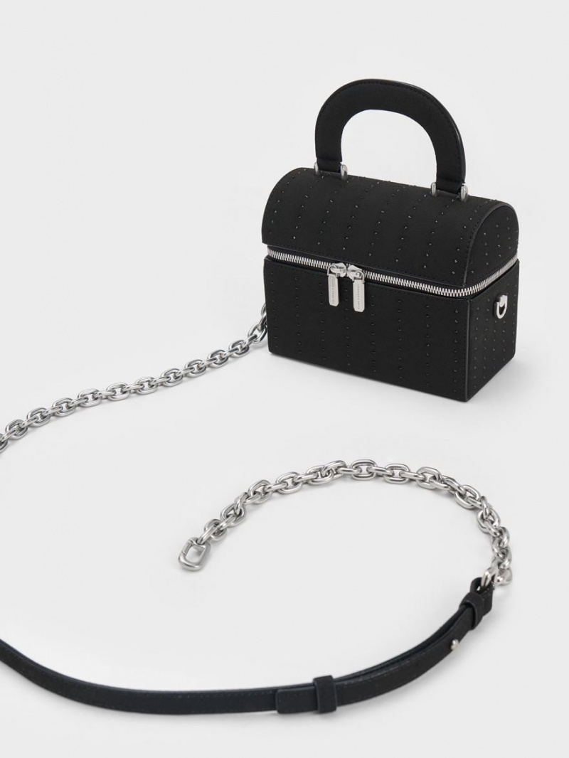 τσάντεσ χιαστί Charles And Keith Με Επένδυση Handle Textured μαυρα | 54071-WSPX