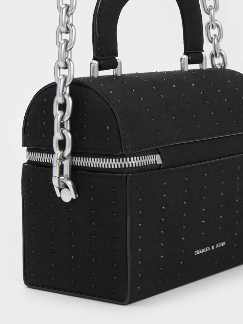 τσάντεσ χιαστί Charles And Keith Με Επένδυση Handle Textured μαυρα | 54071-WSPX