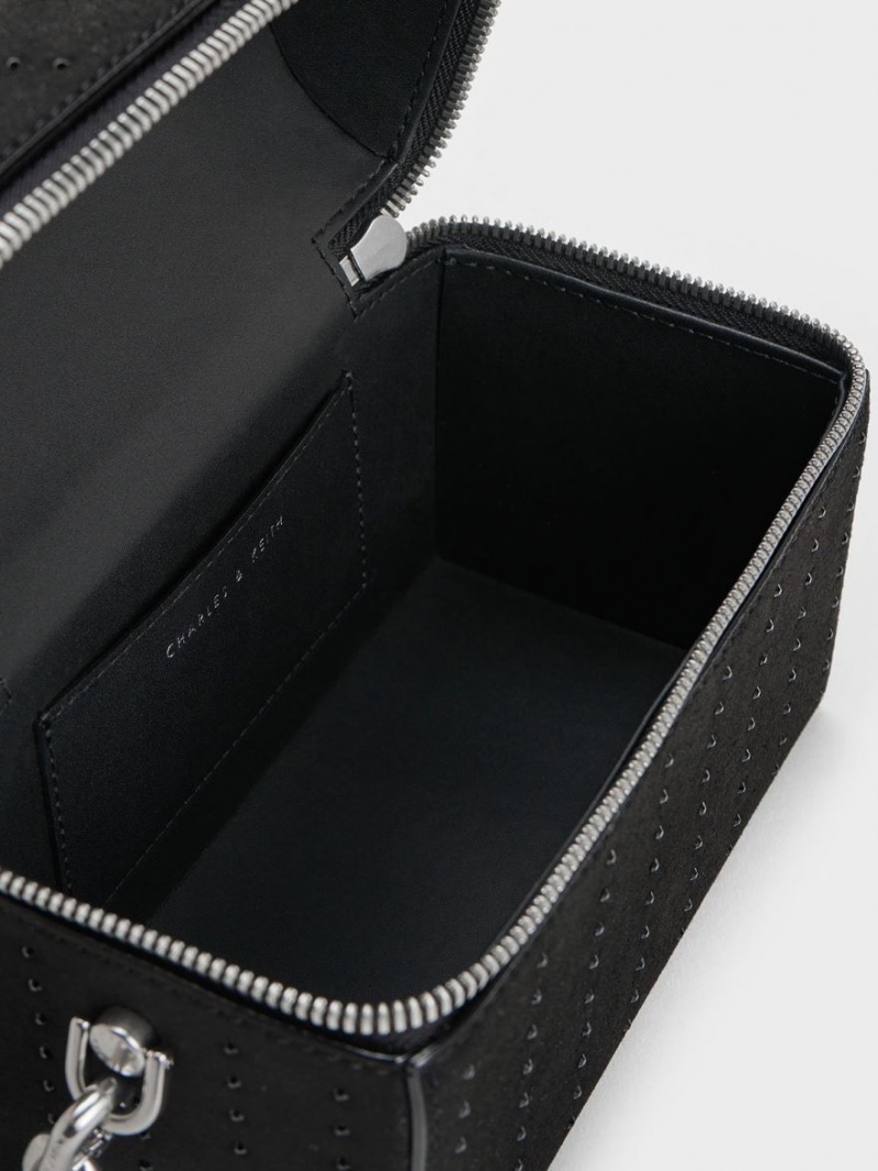 τσάντεσ χιαστί Charles And Keith Με Επένδυση Handle Textured μαυρα | 54071-WSPX
