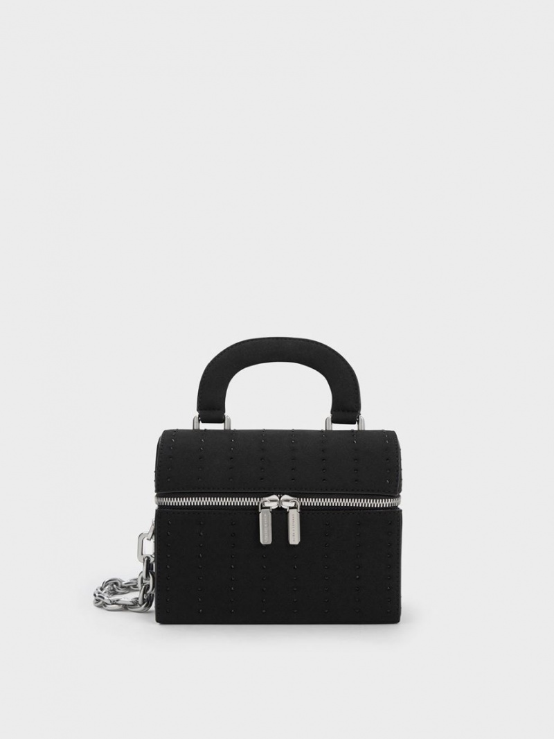τσάντεσ χιαστί Charles And Keith Με Επένδυση Handle Textured μαυρα | 54071-WSPX