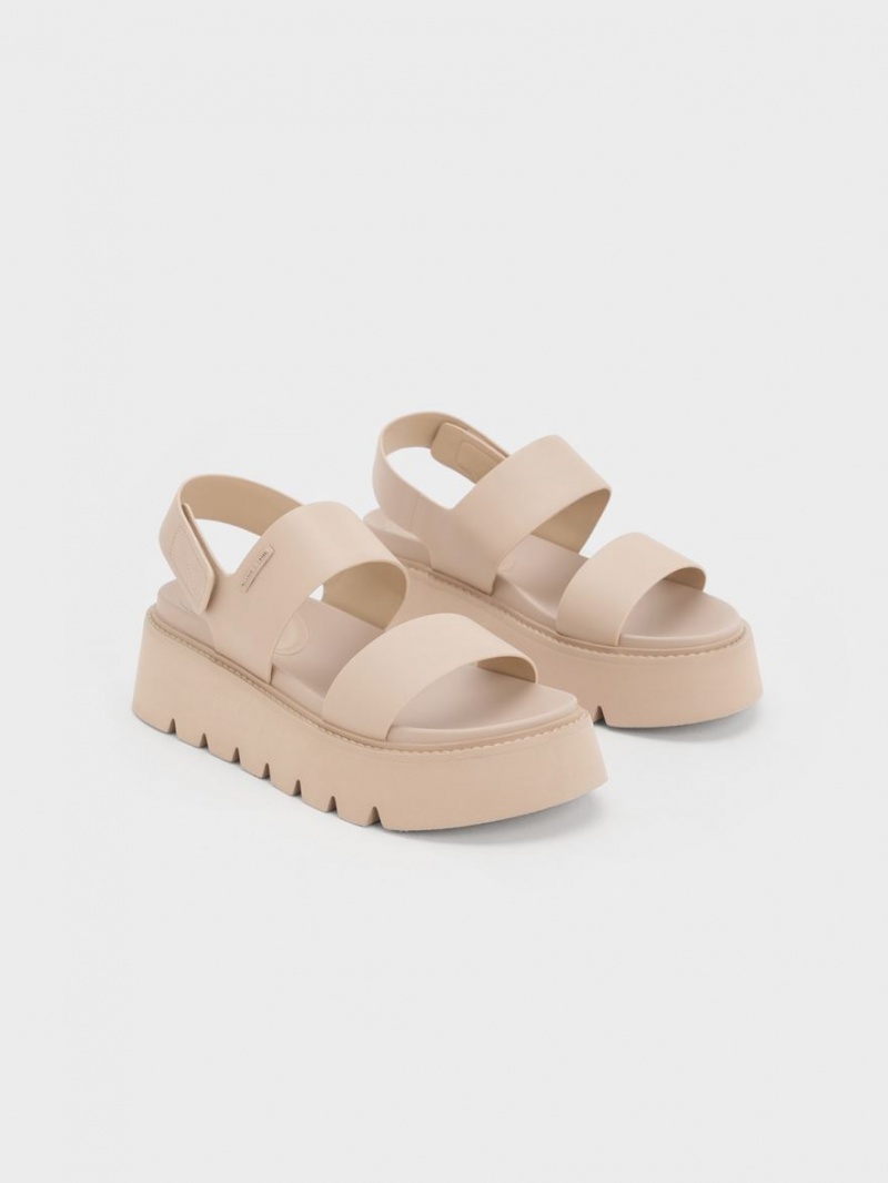 Πεδιλα Πλατφορμεσ Charles And Keith Χοντρός Μπεζ | 16304-GXZQ