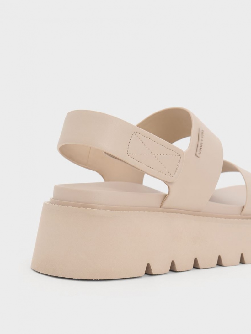 Πεδιλα Πλατφορμεσ Charles And Keith Χοντρός Μπεζ | 16304-GXZQ