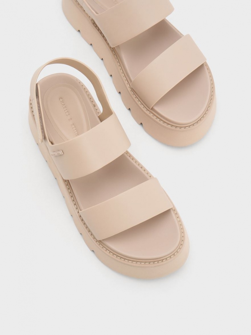 Πεδιλα Πλατφορμεσ Charles And Keith Χοντρός Μπεζ | 16304-GXZQ