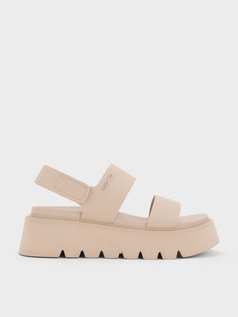 Πεδιλα Πλατφορμεσ Charles And Keith Χοντρός Μπεζ | 16304-GXZQ