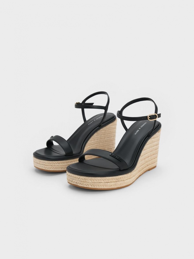 παπουτσια πλατφορμα Charles And Keith εσπαντριγιεσ μαυρα | 28104-EWCM