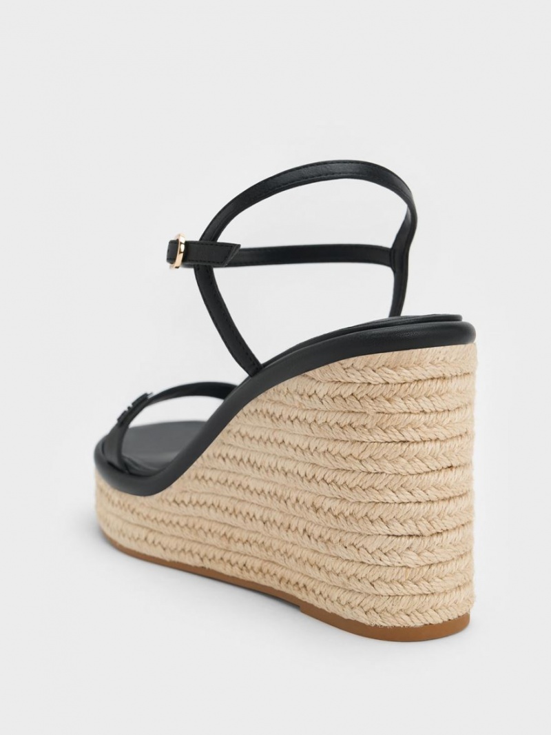 παπουτσια πλατφορμα Charles And Keith εσπαντριγιεσ μαυρα | 28104-EWCM