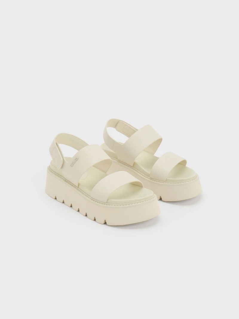 Πεδιλα Πλατφορμεσ Charles And Keith Χοντρός κρέμα | 37452-HJZG