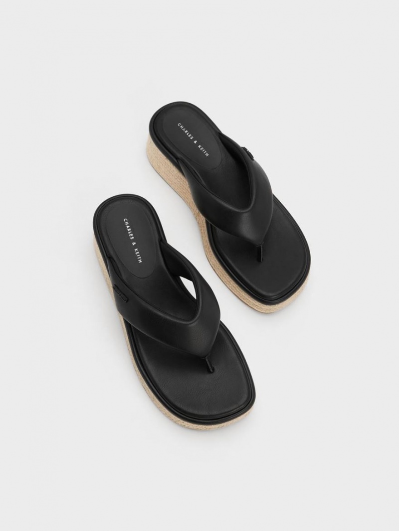 παπουτσια πλατφορμα Charles And Keith εσπαντριγιεσ Στρινγκ μαυρα | 09216-OPMQ