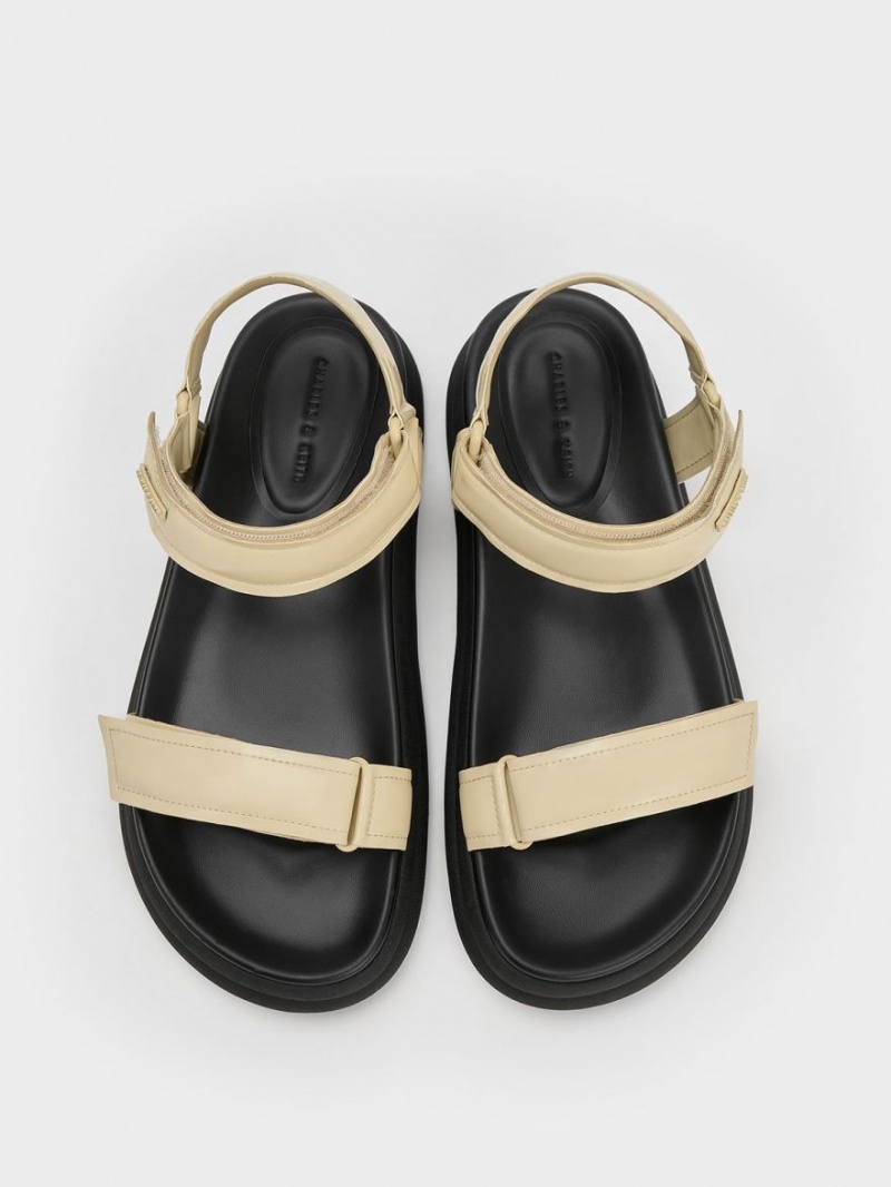Πεδιλα Πλατφορμεσ Charles And Keith λουστρινι strappy Sports κίτρινα | 43198-LTKS