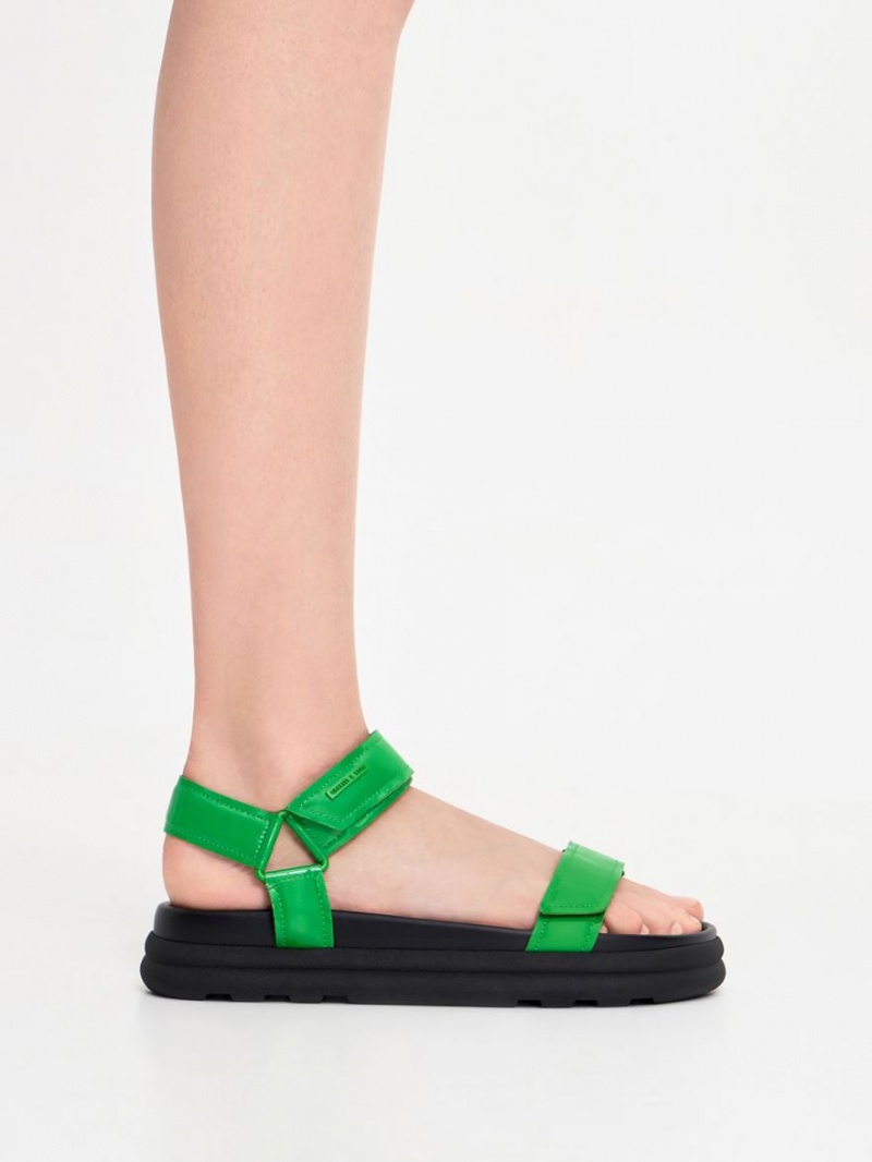 Πεδιλα Πλατφορμεσ Charles And Keith λουστρινι strappy Sports πρασινο | 73519-GAMT