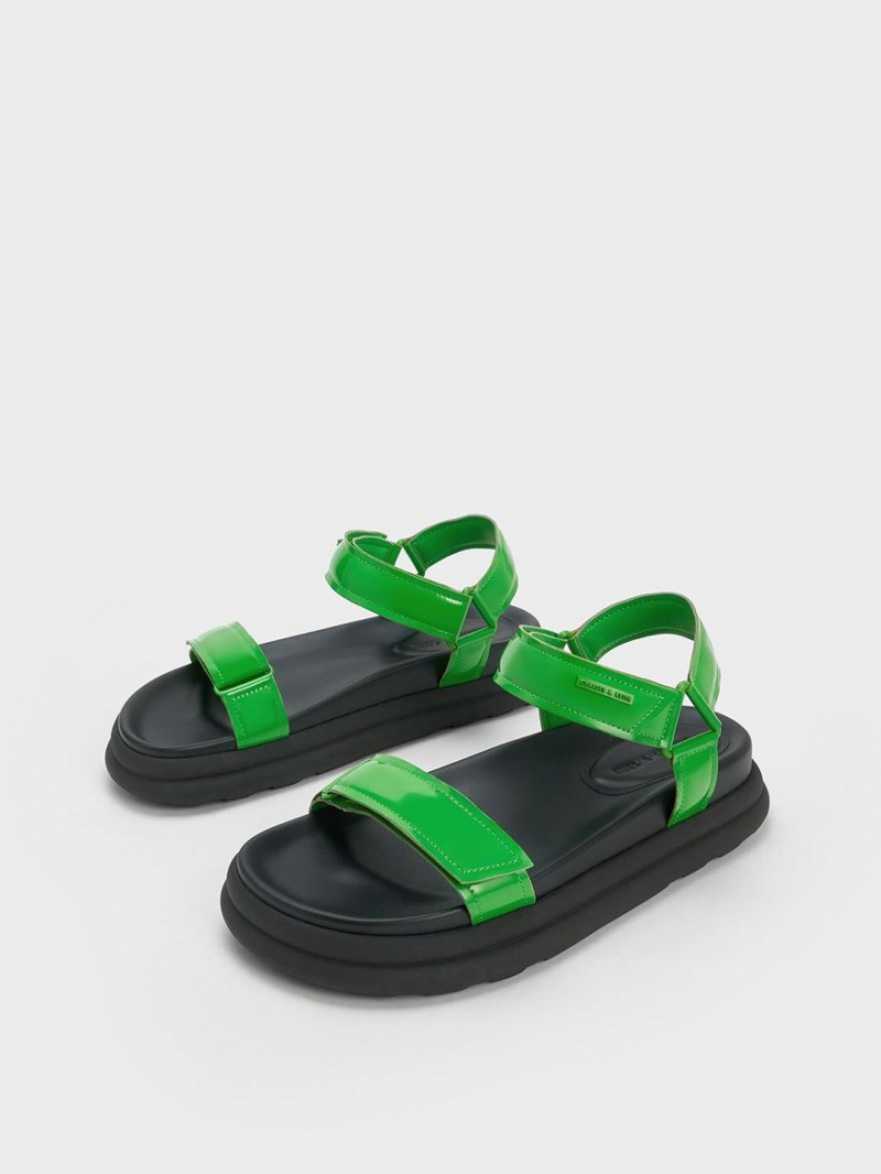 Πεδιλα Πλατφορμεσ Charles And Keith λουστρινι strappy Sports πρασινο | 73519-GAMT