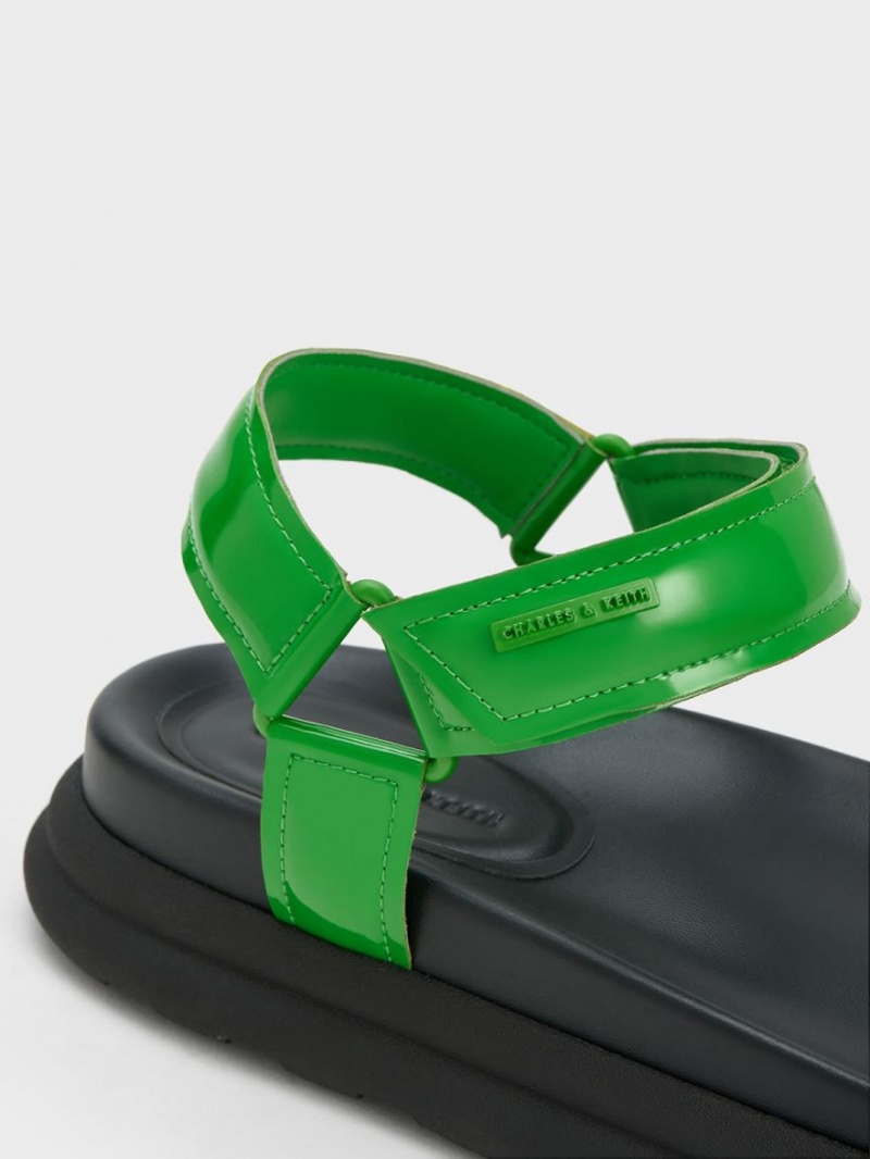 Πεδιλα Πλατφορμεσ Charles And Keith λουστρινι strappy Sports πρασινο | 73519-GAMT