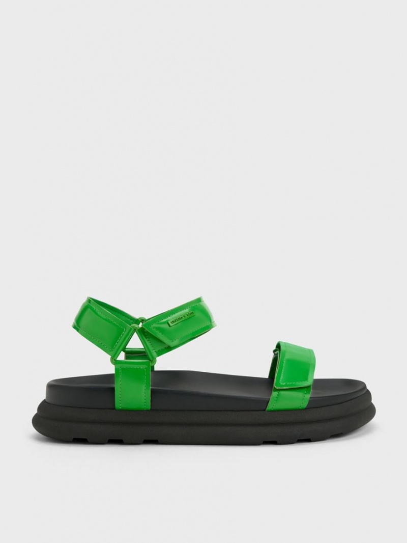 Πεδιλα Πλατφορμεσ Charles And Keith λουστρινι strappy Sports πρασινο | 73519-GAMT