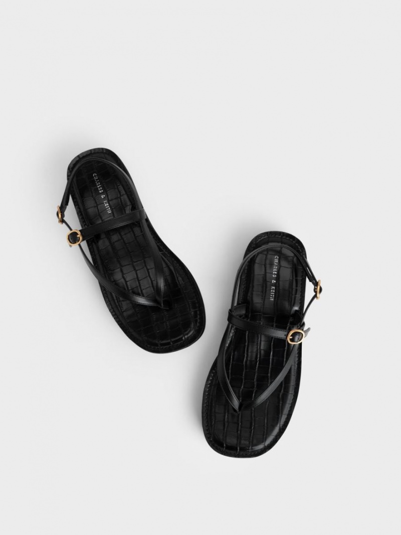 Πεδιλα Πλατφορμεσ Charles And Keith strappy Flatform Στρινγκ μαυρα | 34601-FJCX