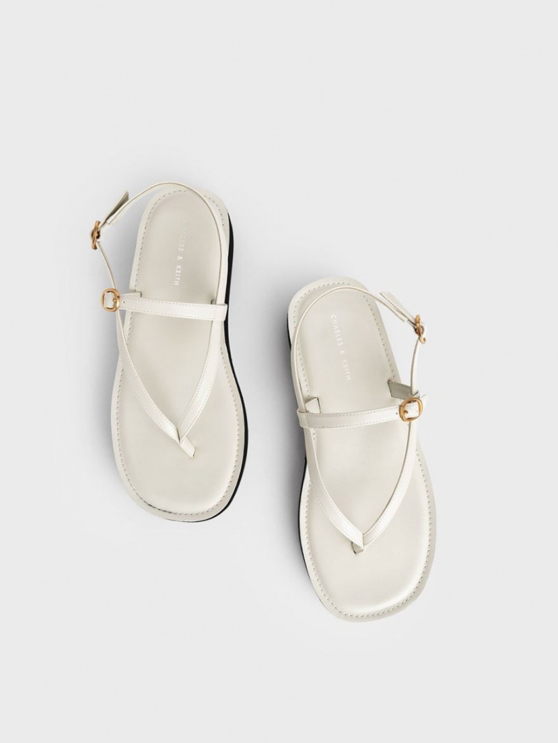Πεδιλα Πλατφορμεσ Charles And Keith strappy Flatform Στρινγκ ασπρα | 41680-TGMI