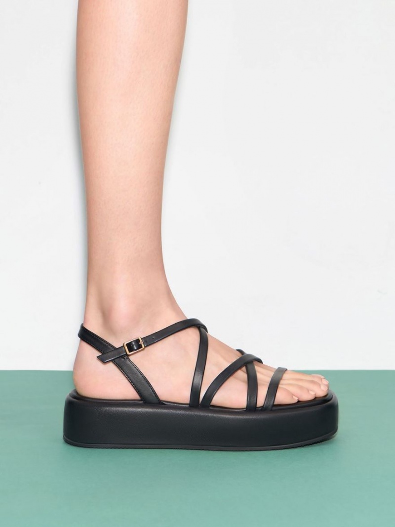 Πεδιλα Πλατφορμεσ Charles And Keith strappy Με Επένδυση μαυρα | 04692-OUAD