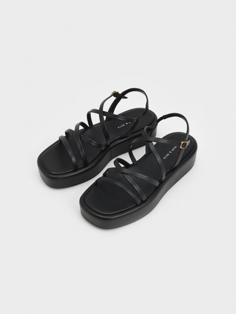 Πεδιλα Πλατφορμεσ Charles And Keith strappy Με Επένδυση μαυρα | 04692-OUAD