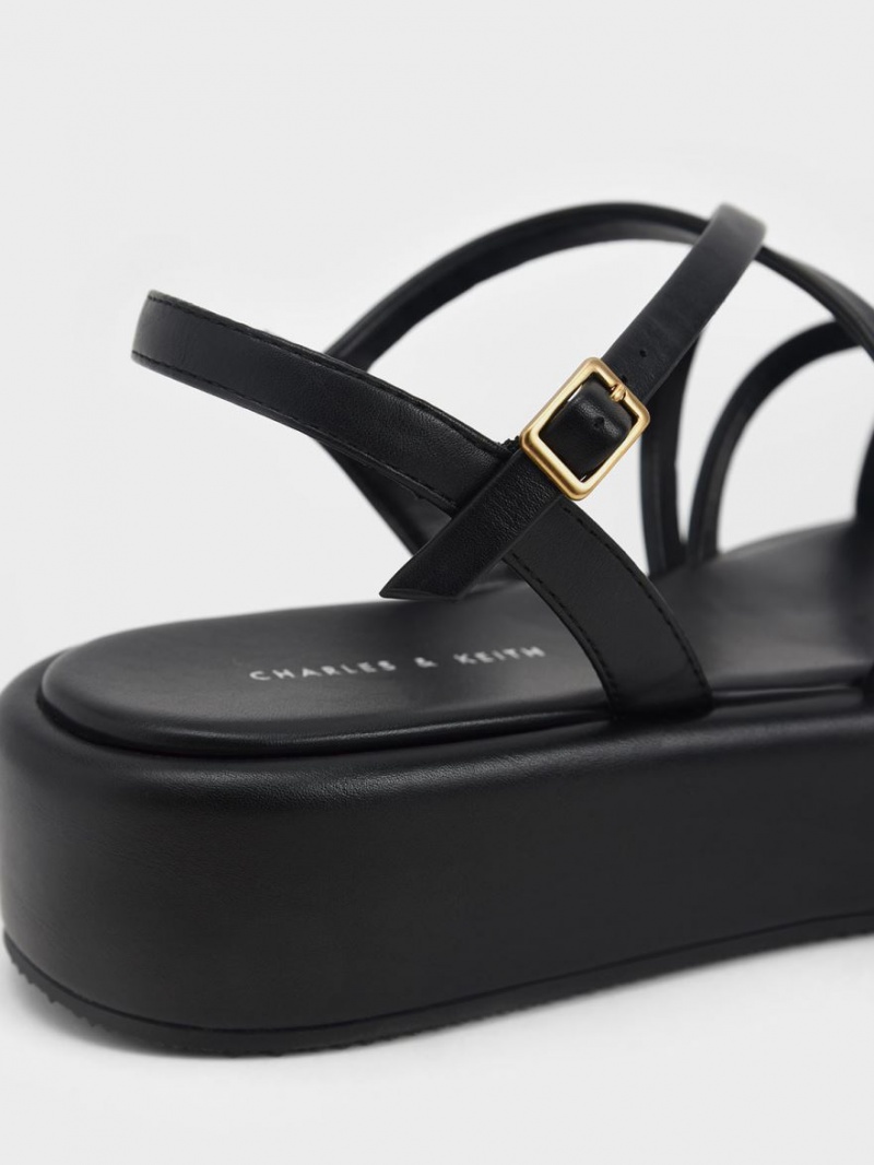 Πεδιλα Πλατφορμεσ Charles And Keith strappy Με Επένδυση μαυρα | 04692-OUAD