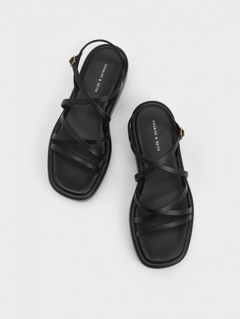 Πεδιλα Πλατφορμεσ Charles And Keith strappy Με Επένδυση μαυρα | 04692-OUAD