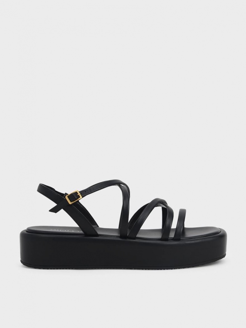Πεδιλα Πλατφορμεσ Charles And Keith strappy Με Επένδυση μαυρα | 04692-OUAD