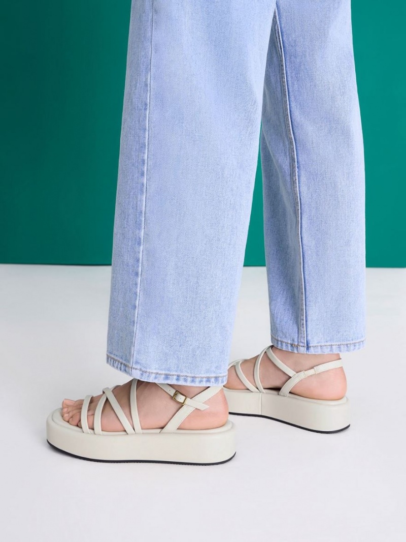 Πεδιλα Πλατφορμεσ Charles And Keith strappy Με Επένδυση ασπρα | 29065-DAXI